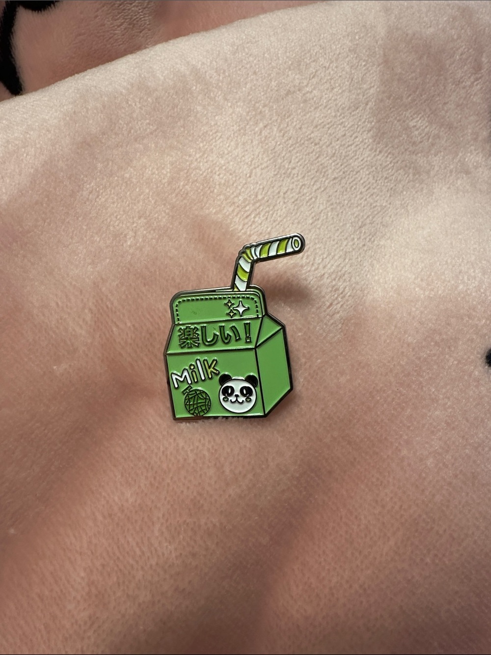 Hot Topic Green Panda Milk Carton Enamel Pin
